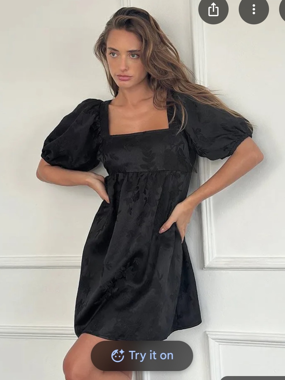 Lalavon Black Satin Babydoll Dress